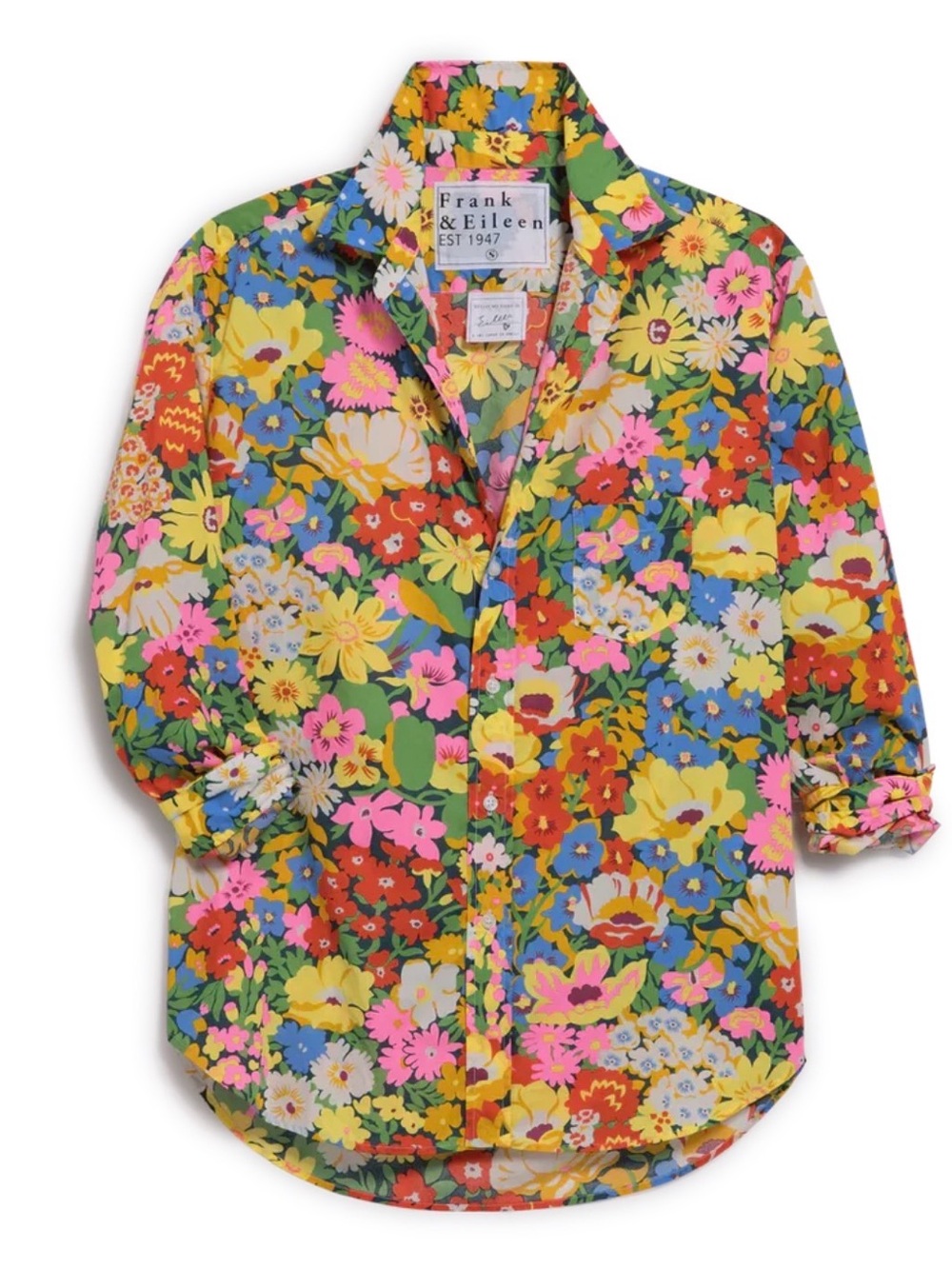 Frank & Eileen Womens Floral Button-Down Shirt in Yellow, Pink, Blue, Green, Red